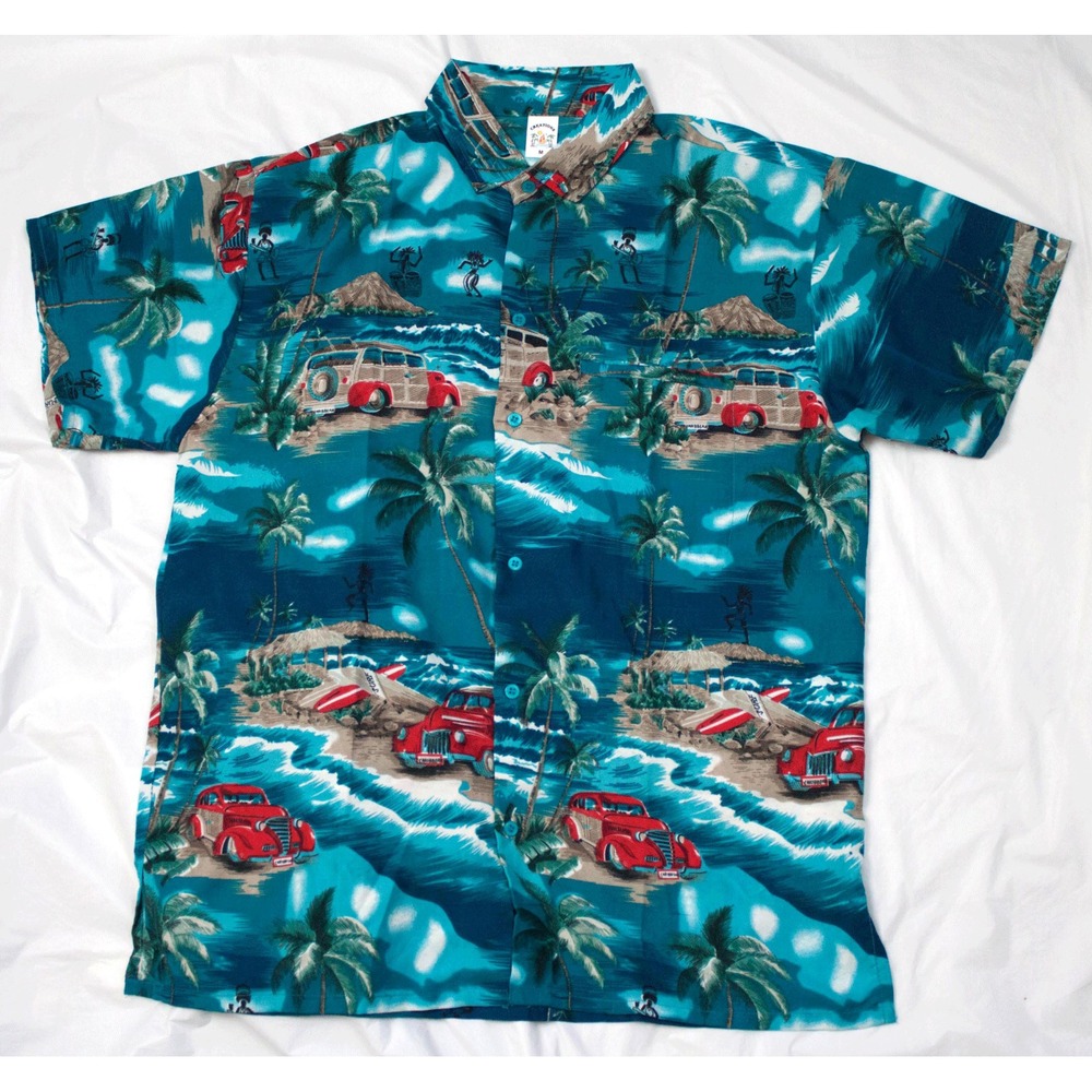 Creations Mens Short Sleeve Tropical Hawaiian Shirt Size Medium